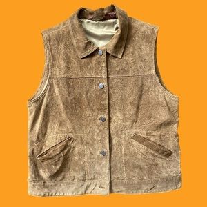 eddie bauer leather vest